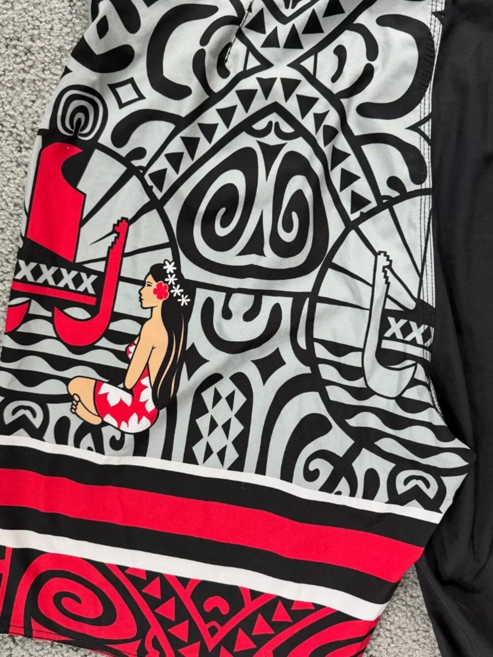 Rare Hinano Tahiti Collection Boardshorts -Men's Size 40 -Bold Polynesian Print